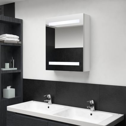 Maison du'monde - Armoire de salle de bain à miroir LED blanc brillant 50x14x60cm