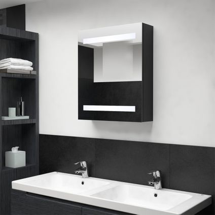 Maison du'monde - Badkamerkast met spiegel en LED 50x14x60 cm zwart