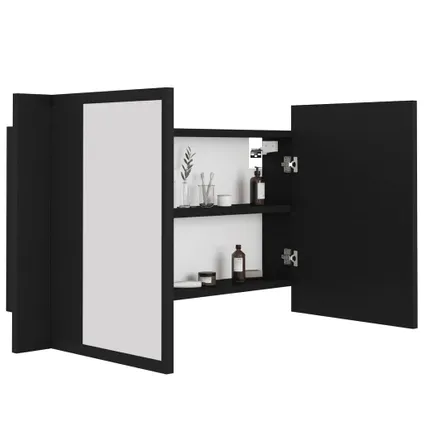 Maison du'monde - Badkamerkast met spiegel en LED 80x12x45 cm acryl zwart 7