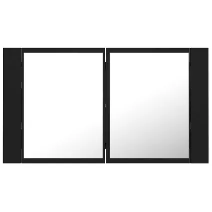Maison du'monde - Badkamerkast met spiegel en LED 80x12x45 cm acryl zwart 10