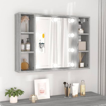 Maison du'monde - Armoire à miroir avec LED Sonoma gris 76x15x55 cm