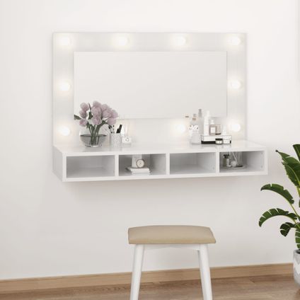Maison du'monde - Armoire à miroir avec LED Blanc brillant 90x31,5x62 cm