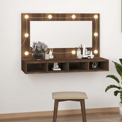 Maison du'monde - Armoire à miroir avec LED Chêne marron 90x31,5x62 cm