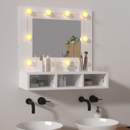 Maison du'monde - Spiegelkast met LED-verlichting 60x31,5x62 cm hoogglans wit
