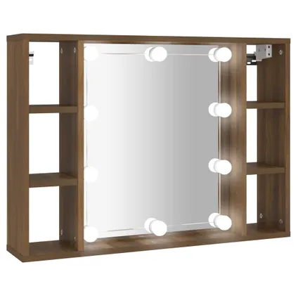 Maison du'monde - Armoire à miroir avec LED Chêne marron 76x15x55 cm 2