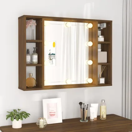 Maison du'monde - Armoire à miroir avec LED Chêne marron 76x15x55 cm 4