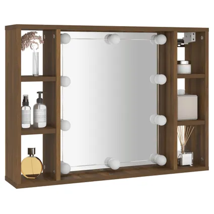 Maison du'monde - Armoire à miroir avec LED Chêne marron 76x15x55 cm 6