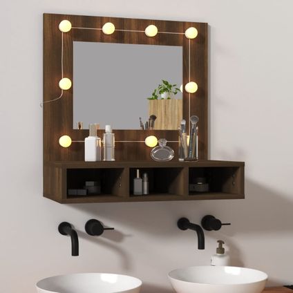 Maison du'monde - Armoire à miroir avec LED Chêne marron 60x31,5x62 cm
