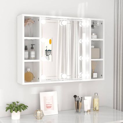 Maison du'monde - Armoire de miroir avec LED Blanc brillant 76x15x55 cm