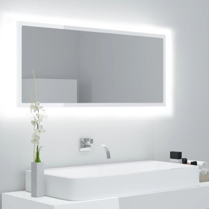 Maison du'monde - Miroir à LED de bain Blanc brillant 100x8,5x37 cm Acrylique