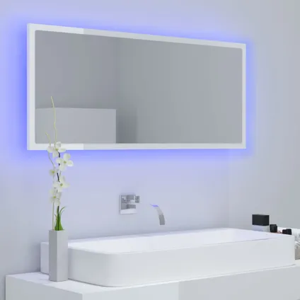 Maison du'monde - Badkamerspiegel LED 100x8,5x37 cm acryl hoogglans wit 3