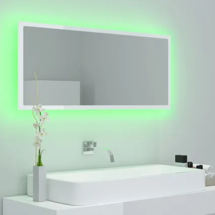 Maison du'monde - Badkamerspiegel LED 100x8,5x37 cm acryl hoogglans wit 4