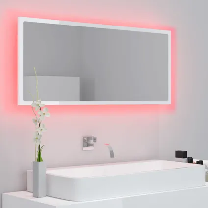 Maison du'monde - Badkamerspiegel LED 100x8,5x37 cm acryl hoogglans wit 5