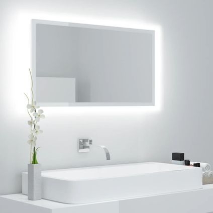Maison du'monde - Miroir à LED de bain Blanc brillant 80x8,5x37 cm Acrylique