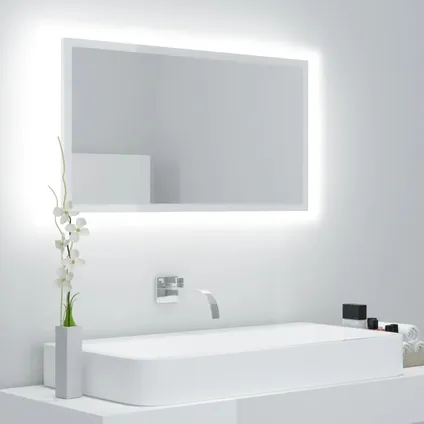 Maison du'monde - Badkamerspiegel LED 80x8,5x37 cm acryl hoogglans wit