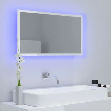 Maison du'monde - Badkamerspiegel LED 80x8,5x37 cm acryl hoogglans wit 3
