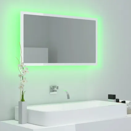 Maison du'monde - Badkamerspiegel LED 80x8,5x37 cm acryl hoogglans wit 4