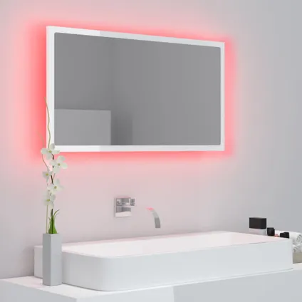 Maison du'monde - Badkamerspiegel LED 80x8,5x37 cm acryl hoogglans wit 5