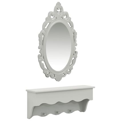 Maison du'monde - Wandset met spiegel en haken grijs