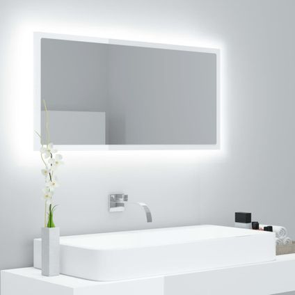 Maison du'monde - Badkamerspiegel LED 90x8,5x37 cm acryl hoogglans wit
