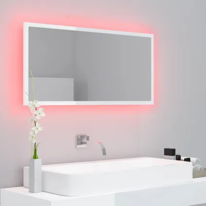 Maison du'monde - Badkamerspiegel LED 90x8,5x37 cm acryl hoogglans wit 9