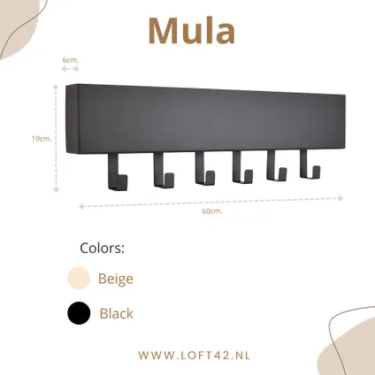 LOFT42 Porte-manteau mural Mula - 61x19x6 - Métal noir - 6 crochets 5