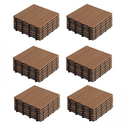 Oviala Padang Set van 48 klikbare tegels van synthetisch bruin hout
