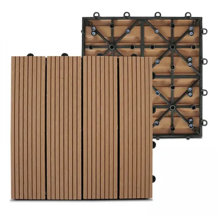 Oviala Padang Set van 48 klikbare tegels van synthetisch bruin hout 3