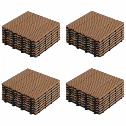 Oviala Set van 32 klikbare tegels van synthetisch bruin hout