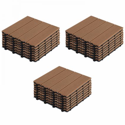 Oviala Padang Set van 24 klikbare tegels van synthetisch bruin hout