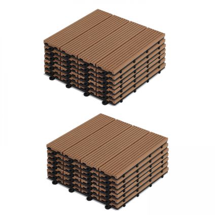 Oviala Padang Set van 16 kliktegels van synthetisch bruin hout