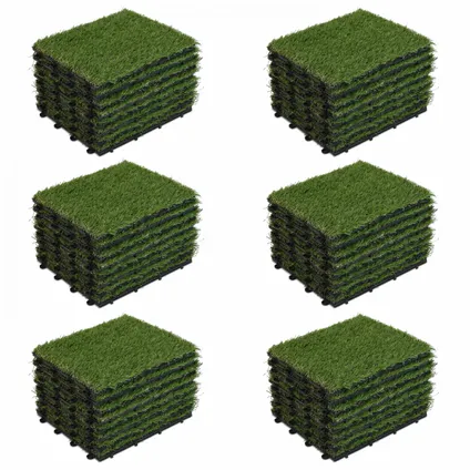 Oviala Set van 48 klikbare tegels kunstgras groen
