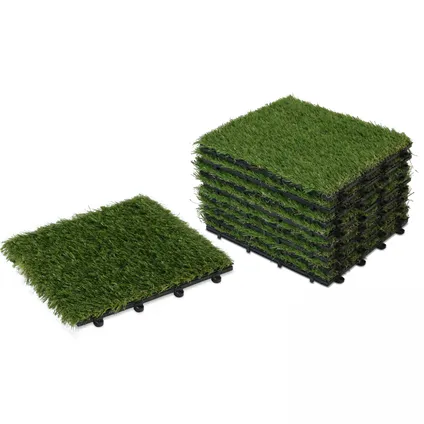 Oviala Set van 48 klikbare tegels kunstgras groen 2