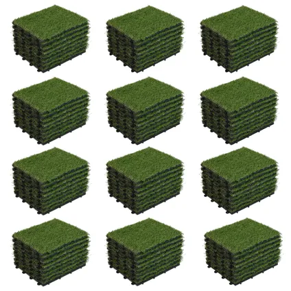 Oviala Set van 96 kliktegels kunstgras groen
