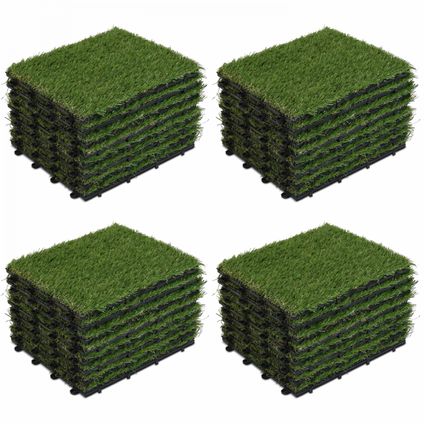 Oviala Set van 32 klikbare kunstgras tegels in groen