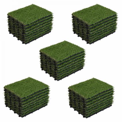 Oviala Set van 40 klikbare kunstgras tegels in groen