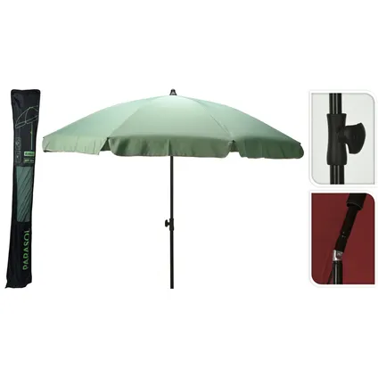 Parasol de jardin/parasol de plage avec cantonnière 200 cm - Tube Noir - Vert 2