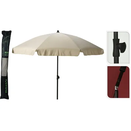 Parasol de jardin/parasol de plage avec cantonnière 200 cm - Tube Noir - Crème 2