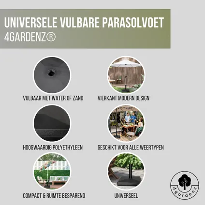 4gardenz® Parasolvoet Vulbaar 13 liter - 44 cm Vierkant - Zwart 3