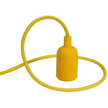 Vellight Siliconen hanglamp met textielkabel, 100 cm, verstelbaar, E27, Geel, 3