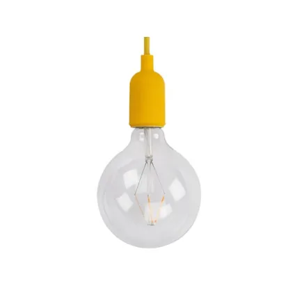 Vellight Siliconen hanglamp met textielkabel, 100 cm, verstelbaar, E27, Geel, 4