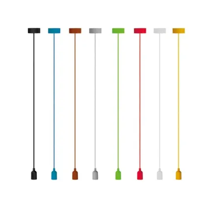Vellight Siliconen hanglamp met textielkabel, 100 cm, verstelbaar, E27, Geel, 5