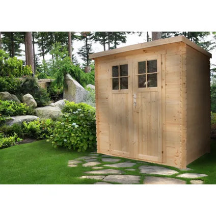 TIMBELA M310F+M310G - Abri de jardin en bois 2,63 m² - avec sol imprégné - porte verrouillable de haute qualité 4