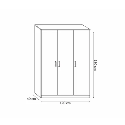 Interiax Storage Armoire 'Amelie' 3 portes et 8 étagères Blanc (180x120x40cm) 6