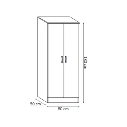 Interiax Kledingkast 'Amelie' 2 deuren Sonoma (180x80x54cm) 4