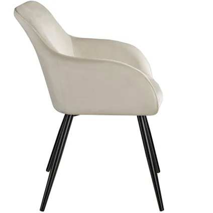 Tectake® - Set van 6 stoelen Marilyn fluweellook - crème/zwart 2