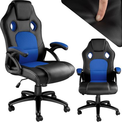 Chaise de bureau - Tectake® -Tyson - chaise de course - noir/bleu - 403466