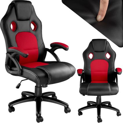 Tectake® - Bureaustoel Tyson - racingstoel - zwart/rood - 403465