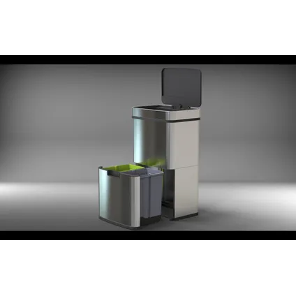 4cookz® Smart Waste RVS afvalscheidingsprullenbak met sensor 72 liter met 70 afvalzakken 2