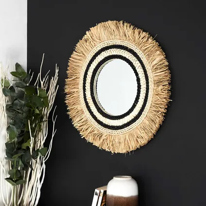 Miroir Maïs Rond avec Feuille de Maïs diamètre 58 cm - Marron 2